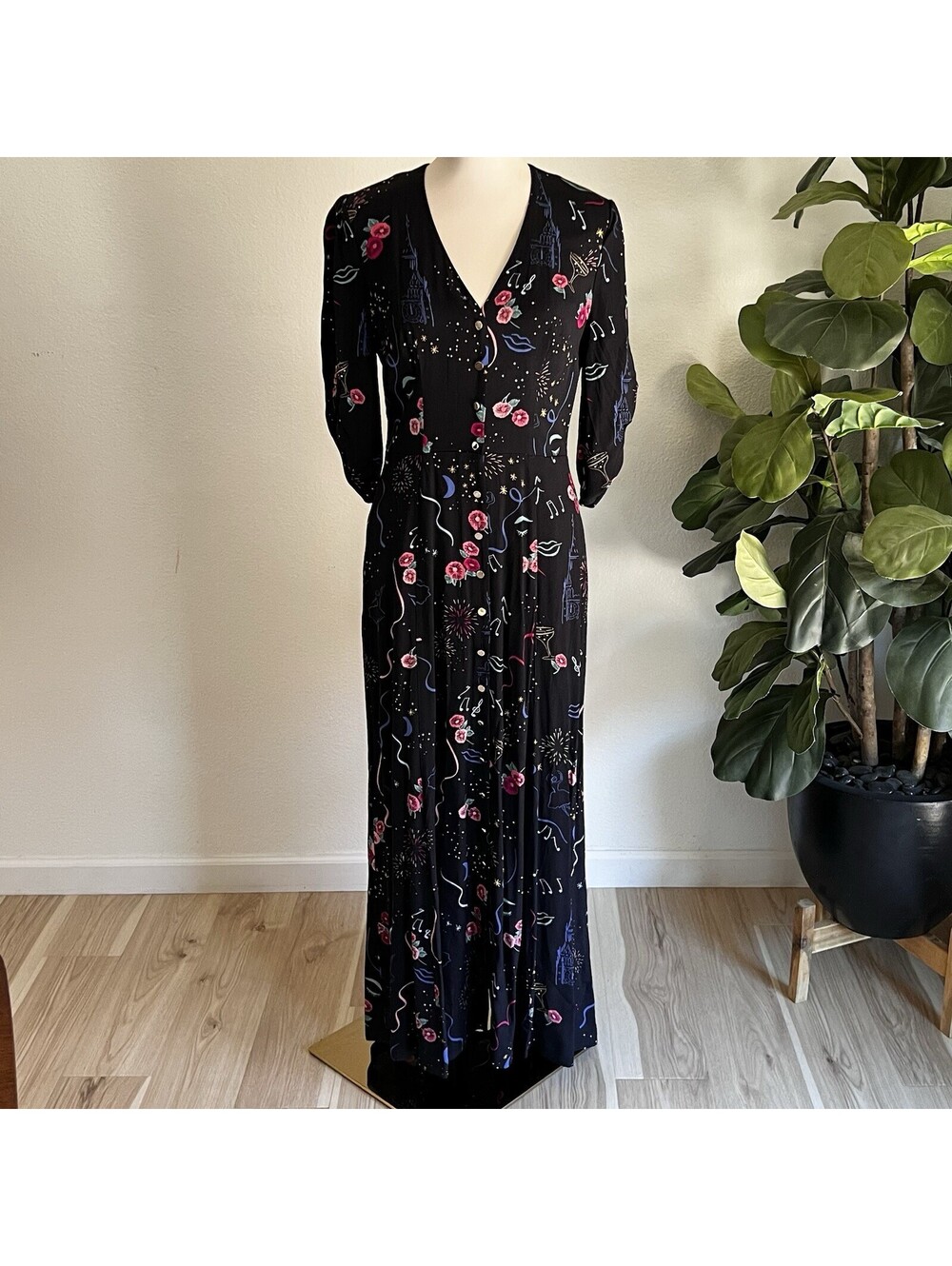 NWT RARE Emily & Fin XS Felicity Long Fit & Flare Party Dress Retro MCM Vintage